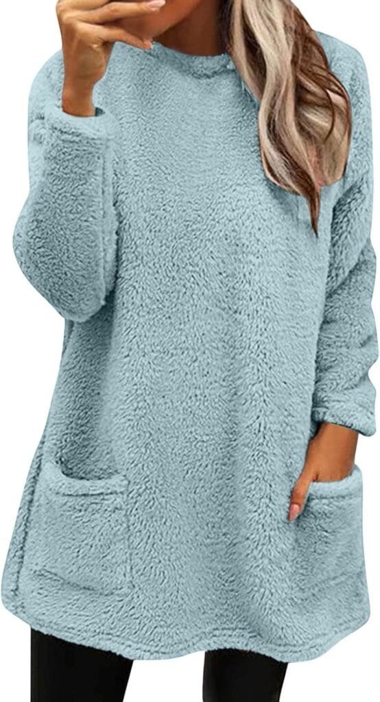 Winter Sweatshirts for Women Comfort Hoodie for Anxiety Long Sleeve Fall Sweaters Round Neck Casual Warm Cute Tops