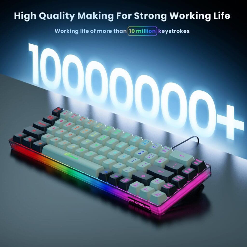 65% Gaming Keyboard, Wired Backlit Mini Keyboard, Ultra-Compact Anti-Ghosting No-Conflict 68 Keys Membrane Gaming Wired Keyboard for PC Laptop Windows Gamer