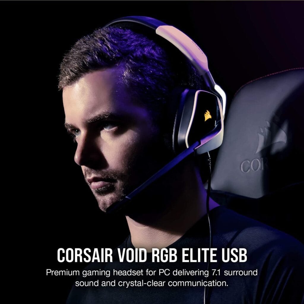 CORSAIR VOID RGB ELITE Wireless Gaming Headset – 7.1 Surround Sound – Omni-Directional Microphone – Microfiber Mesh Earpads – Up to 40ft Range – iCUE Compatible – PC, Mac, PS5, PS4 – Carbon