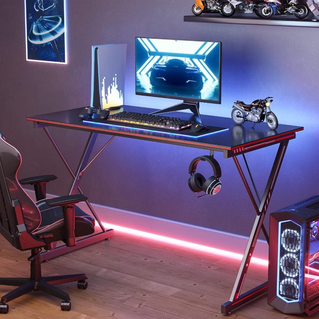 CubiCubi Gaming Desk 32 Inch PC Computer Desk, Home Office Desk Table Gamer Workstation, Simple Game Table, Black