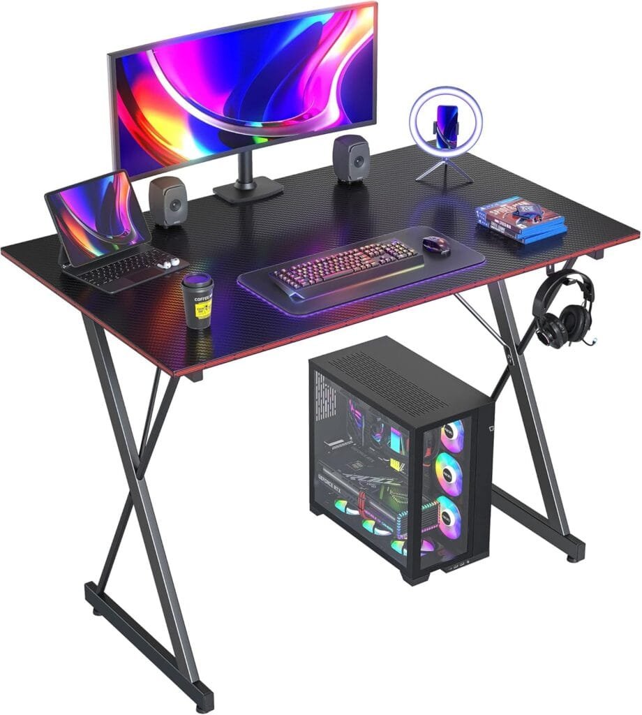 CubiCubi Gaming Desk 32 Inch PC Computer Desk, Home Office Desk Table Gamer Workstation, Simple Game Table, Black