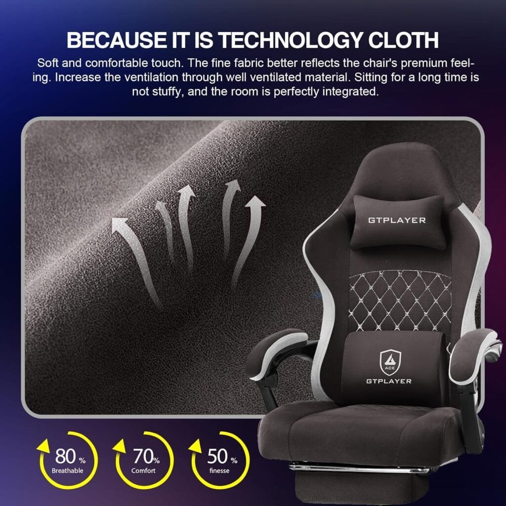 GTPLAYER Gaming Chair, Computer Office Chair with Pocket Spring Cushion, Linkage Armrests and Footrest, High Back Ergonomic Computer Chair with Lumbar Support Task Chair with Footrest