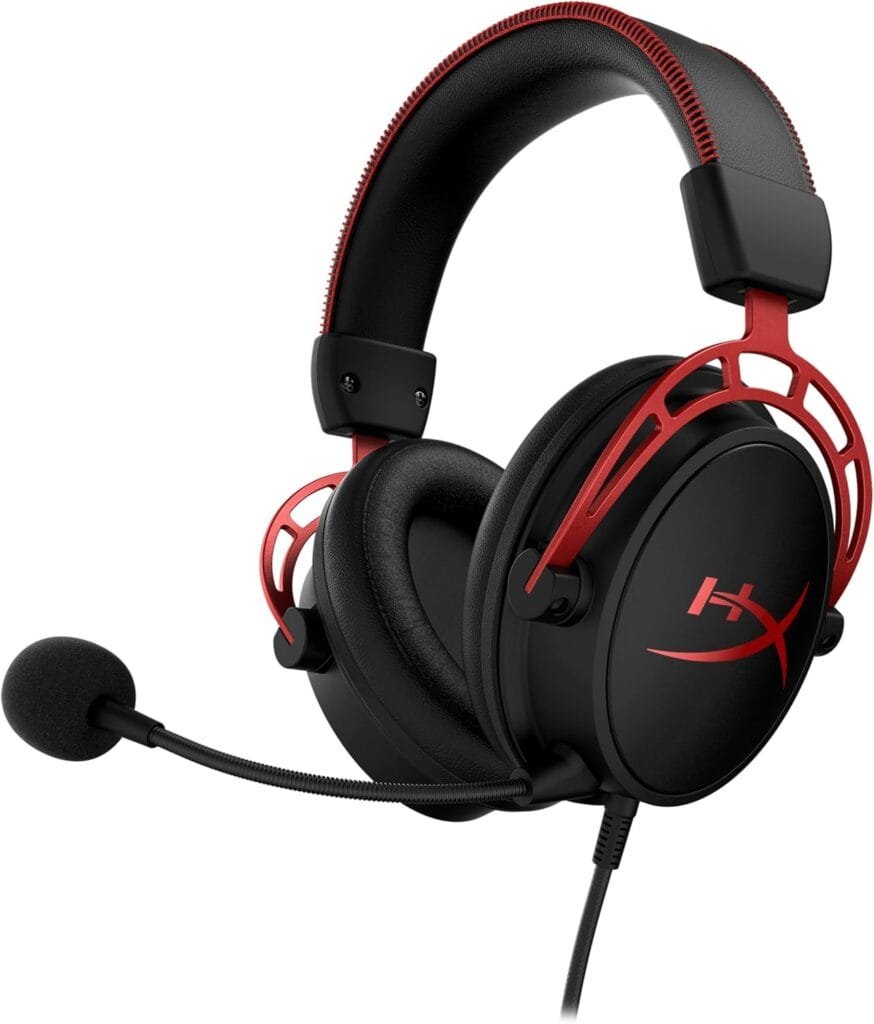 HyperX Cloud Alpha - Gaming Headset, Dual Chamber Drivers, Legendary Comfort, Aluminum Frame, Detachable Microphone, Works on PC, PS4, PS5, Xbox One/ Series X|S, Nintendo Switch and Mobile – Red