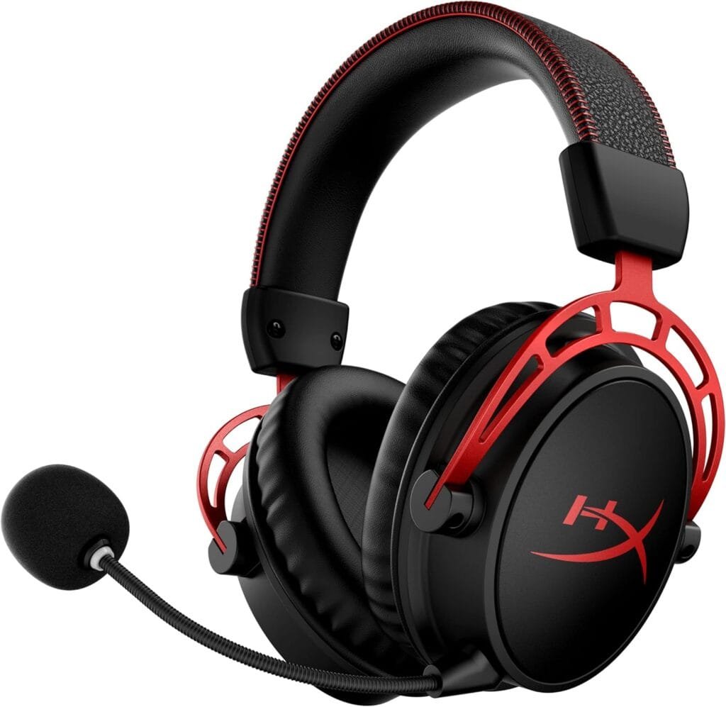 HyperX Cloud Alpha Wireless - Gaming Headset for PC, 300-hour battery life, DTS Headphone:X Spatial Audio, Memory foam, Dual Chamber Drivers, Noise-canceling mic, Durable aluminum frame,Red