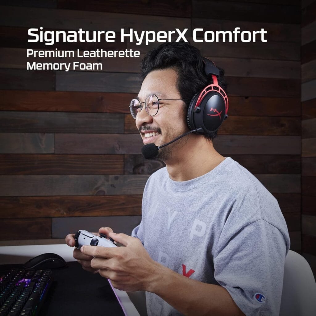 HyperX Cloud Alpha Wireless - Gaming Headset for PC, 300-hour battery life, DTS Headphone:X Spatial Audio, Memory foam, Dual Chamber Drivers, Noise-canceling mic, Durable aluminum frame,Red