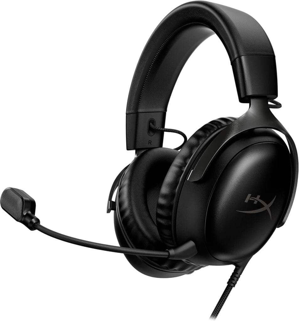 HyperX Cloud III – Wired Gaming Headset, PC, PS5, Xbox Series X|S, Angled 53mm Drivers, DTS Spatial Audio, Memory Foam, Durable Frame, Ultra-Clear 10mm Mic, USB-C, USB-A, 3.5mm – Black