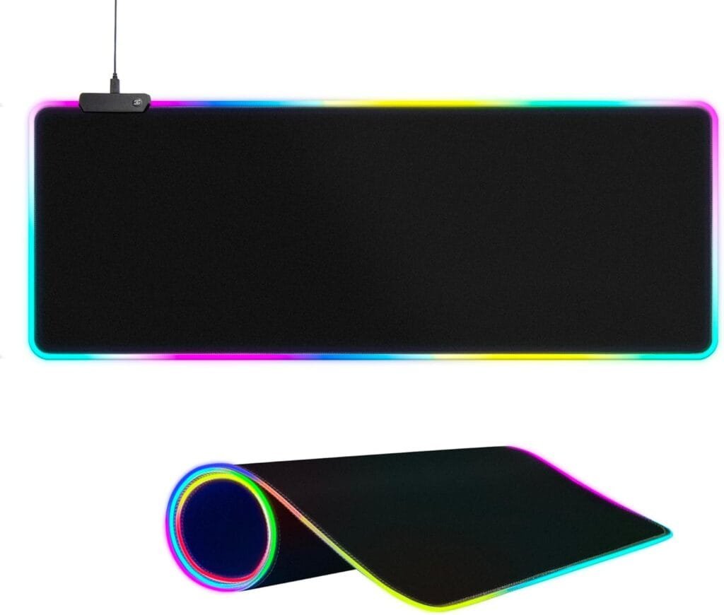 Large RGB Gaming Mouse Pad -15 Light Modes Touch Control Extended Soft Computer Keyboard Mat Non-Slip Rubber Base for Gamer Esports Pros 31.5X11.8 in