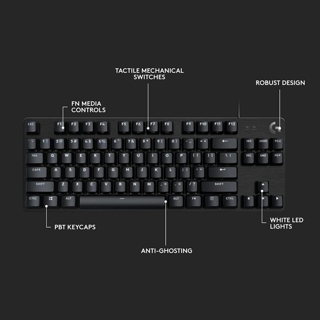 Logitech G413 SE Full-Size Mechanical Gaming Keyboard - Backlit Keyboard with Tactile Mechanical Switches, Anti-Ghosting, Compatible with Windows, macOS - Black Aluminum