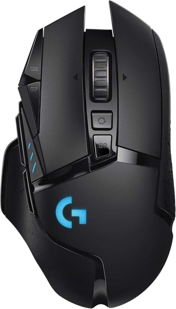 Logitech G502 Lightspeed Wireless Gaming Mouse with Hero 25K Sensor, PowerPlay Compatible, Tunable Weights and Lightsync RGB - Black