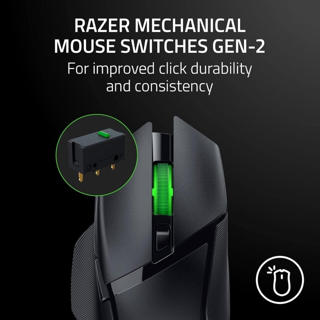 Razer Basilisk V3 X HyperSpeed Wireless Gaming Mouse: Up to 285 Hr Battery - 18K Optical Sensor - Mechanical Switches - Chroma RGB - 9 Programmable Controls - Black