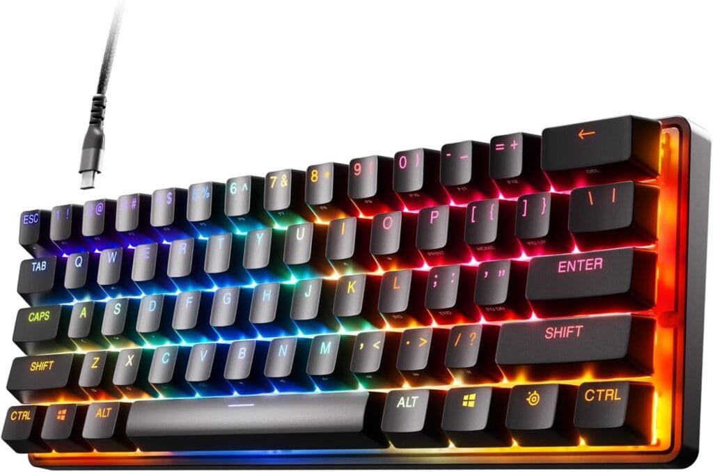 SteelSeries Apex Pro Mini HyperMagnetic Gaming Keyboard – Adjustable Actuation – Compact 60% Form Factor – RGB – PBT Keycaps – USB-C​