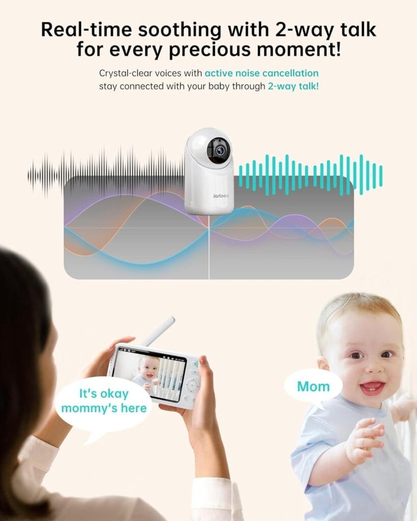 2K Video Baby Monitor with Camera and Audio, 3600ft Long Range Baby Monitor No WiFi 5.5 FHD Screen ANC Baby Camera Wireless, Room, Portable, Night Vision, 2-Way Talk, AI Cry Detect, 6000mAh