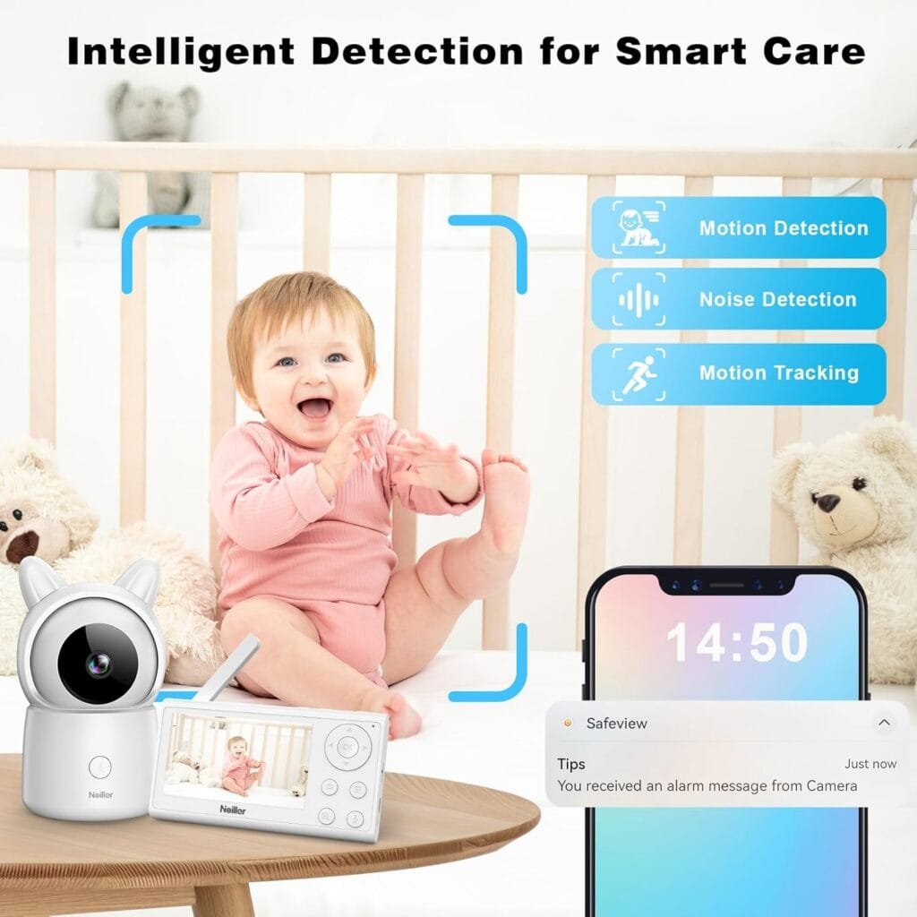 Baby Monitor, 4.3 Video Baby Monitor with 1080P Camera, Smart 2.4G WiFi Audio Monitor with Remote PTZ, Night Vision, 2-Way Talk, Sleep Mode, RGB Night Lights, Lullabies  1000ft Range, APP Control