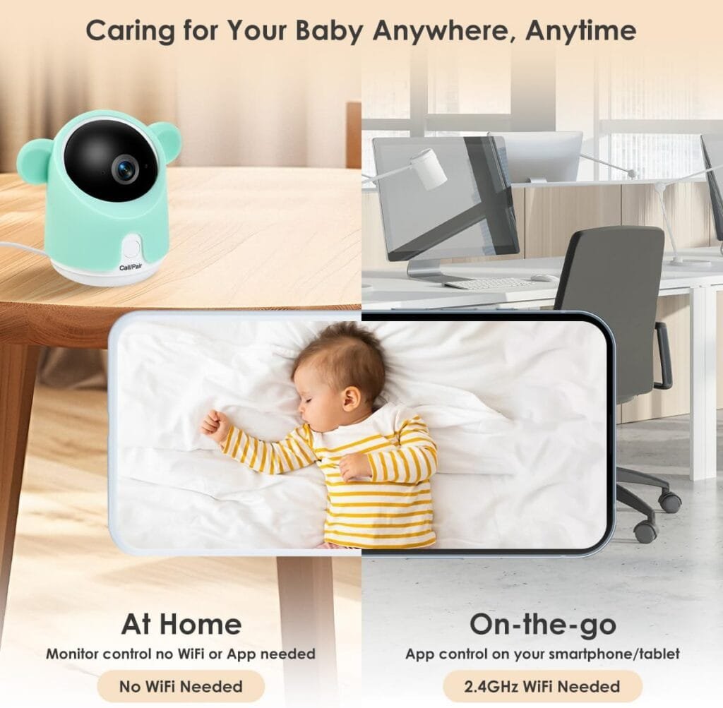 Baby Monitor with Camera and Audio, 1080P Baby Camera Monitor WiFi Smartphone App Control Night Vision 4.3” Screen 2-Way Talk Temperature  Humidity Sensor Lullabies Motion  Cry Detection iOS/Android