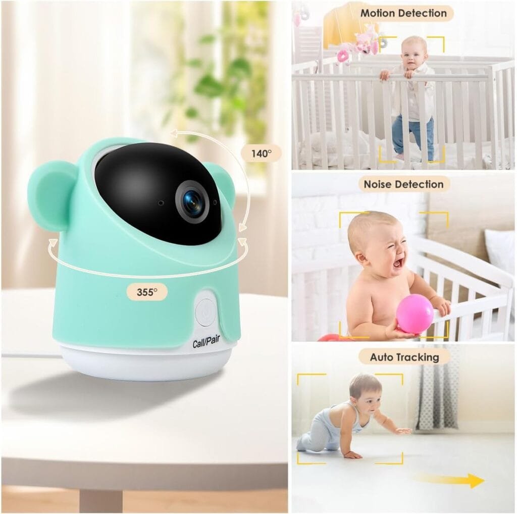 Baby Monitor with Camera and Audio, 1080P Baby Camera Monitor WiFi Smartphone App Control Night Vision 4.3” Screen 2-Way Talk Temperature  Humidity Sensor Lullabies Motion  Cry Detection iOS/Android