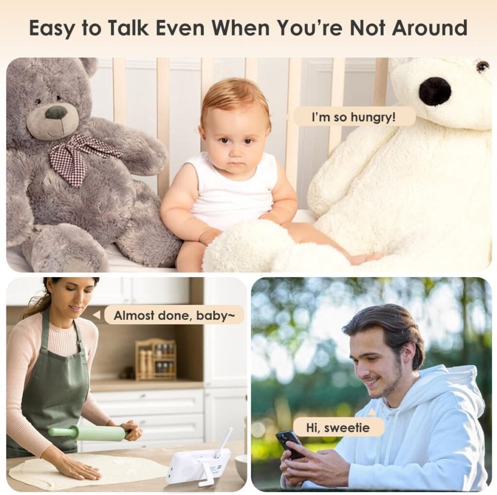 Baby Monitor with Camera and Audio, 1080P Baby Camera Monitor WiFi Smartphone App Control Night Vision 4.3” Screen 2-Way Talk Temperature  Humidity Sensor Lullabies Motion  Cry Detection iOS/Android