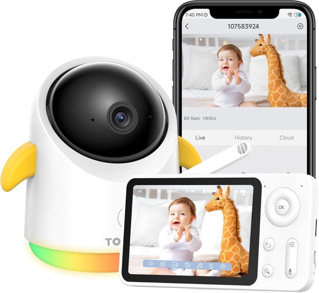 Baby Monitor with Camera and Audio WiFi/No WiFi: Baby Monitor WiFi Smartphone APP Control NightVision 4.3 Screen Smart Video Baby Monitor with Remote PTZ 2-Way Talk Motion  Cry Alert(Only 2.4G WiFi)