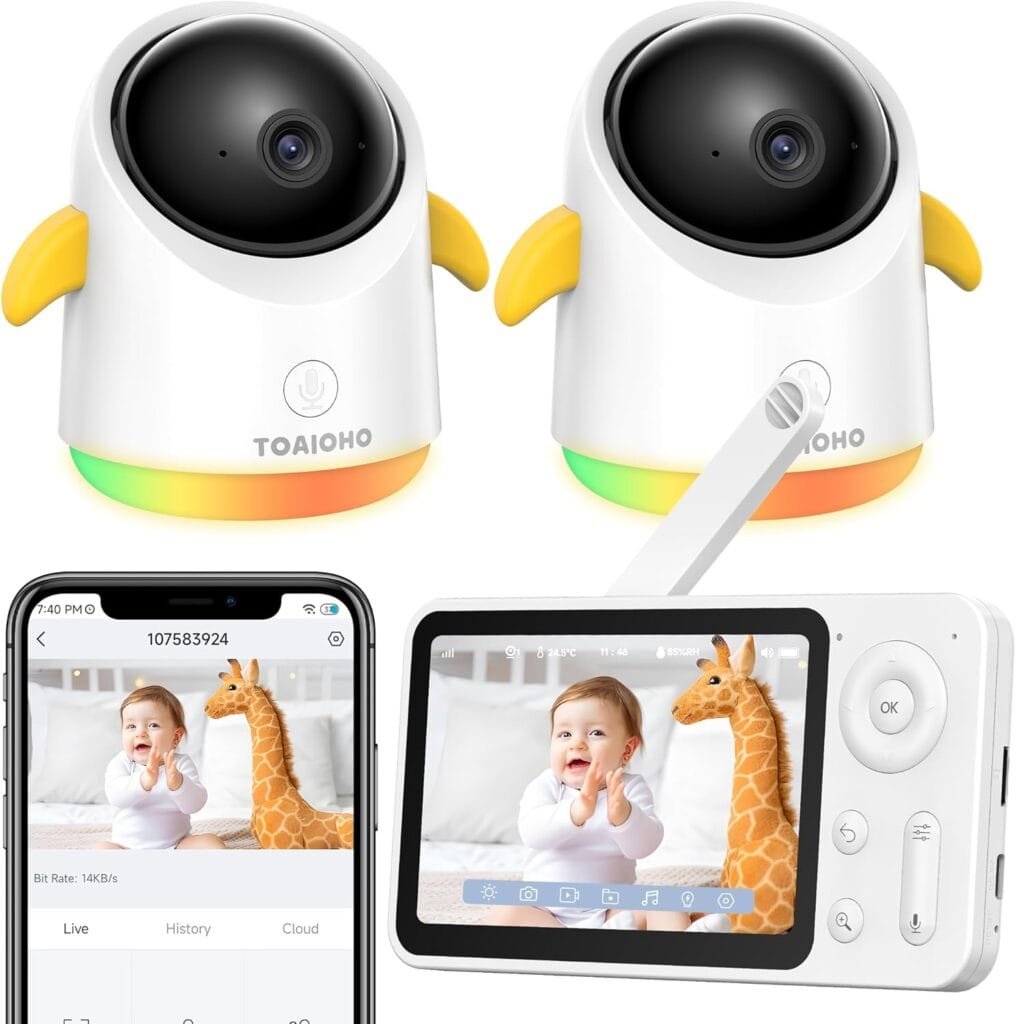 Baby Monitor with Camera and Audio WiFi/No WiFi: Baby Monitor WiFi Smartphone APP Control NightVision 4.3 Screen Smart Video Baby Monitor with Remote PTZ 2-Way Talk Motion  Cry Alert(Only 2.4G WiFi)