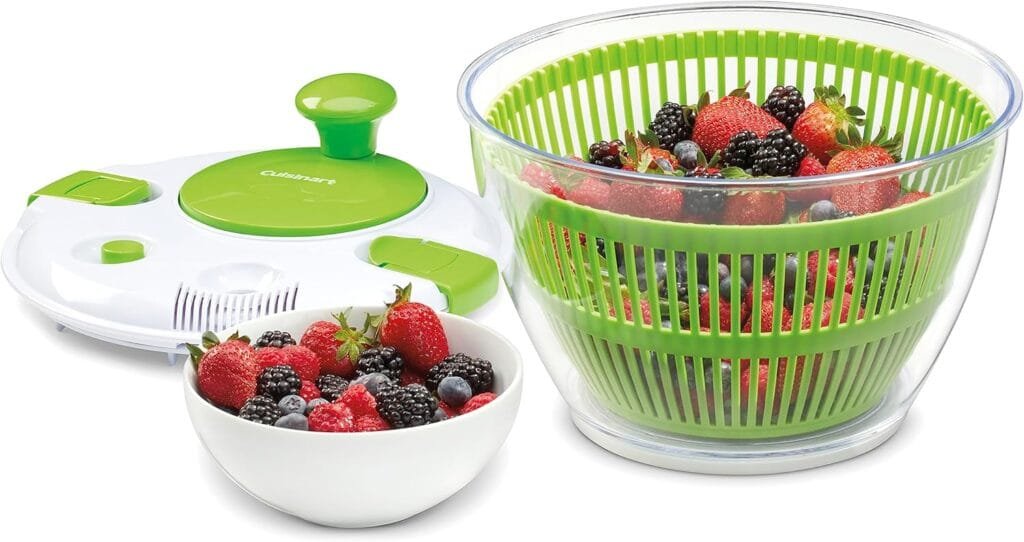 Cuisinart Large Spin Stop Salad Spinner- Wash, Spin  Dry Salad Greens, Fruits  Vegetables, 5qt, CTG-00-SAS1