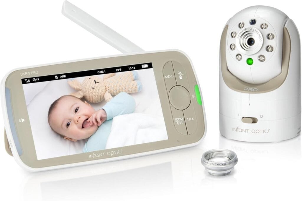 Infant Optics DXR-8 PRO Video Baby Monitor, 720P HD Resolution 5 Display, Patented A.N.R. (Active Noise Reduction), No WiFi, Pan Tilt Zoom, and Interchangeable Lenses