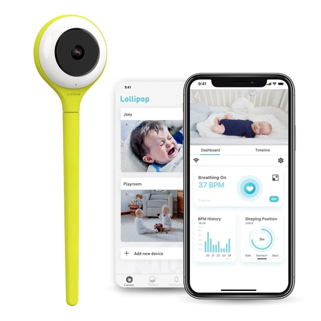 Lollipop Baby Monitor (Turquoise) - Full-Featured Smart Wi-Fi Camera of True Crying Detection with Extra in-App Plan of Breathing Monitoring/Sleep Tracking-Accessories Free/7 Days Trial Period