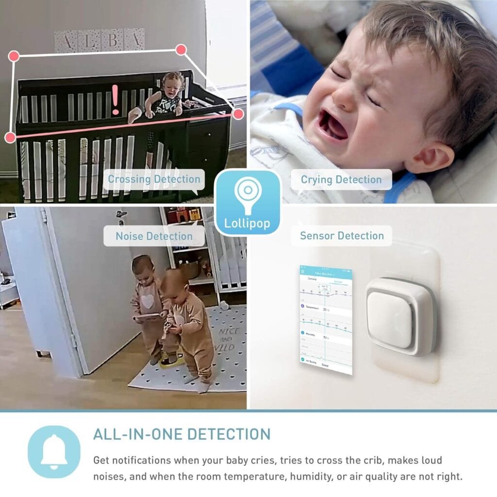 Lollipop Baby Monitor (Turquoise) - Full-Featured Smart Wi-Fi Camera of True Crying Detection with Extra in-App Plan of Breathing Monitoring/Sleep Tracking-Accessories Free/7 Days Trial Period