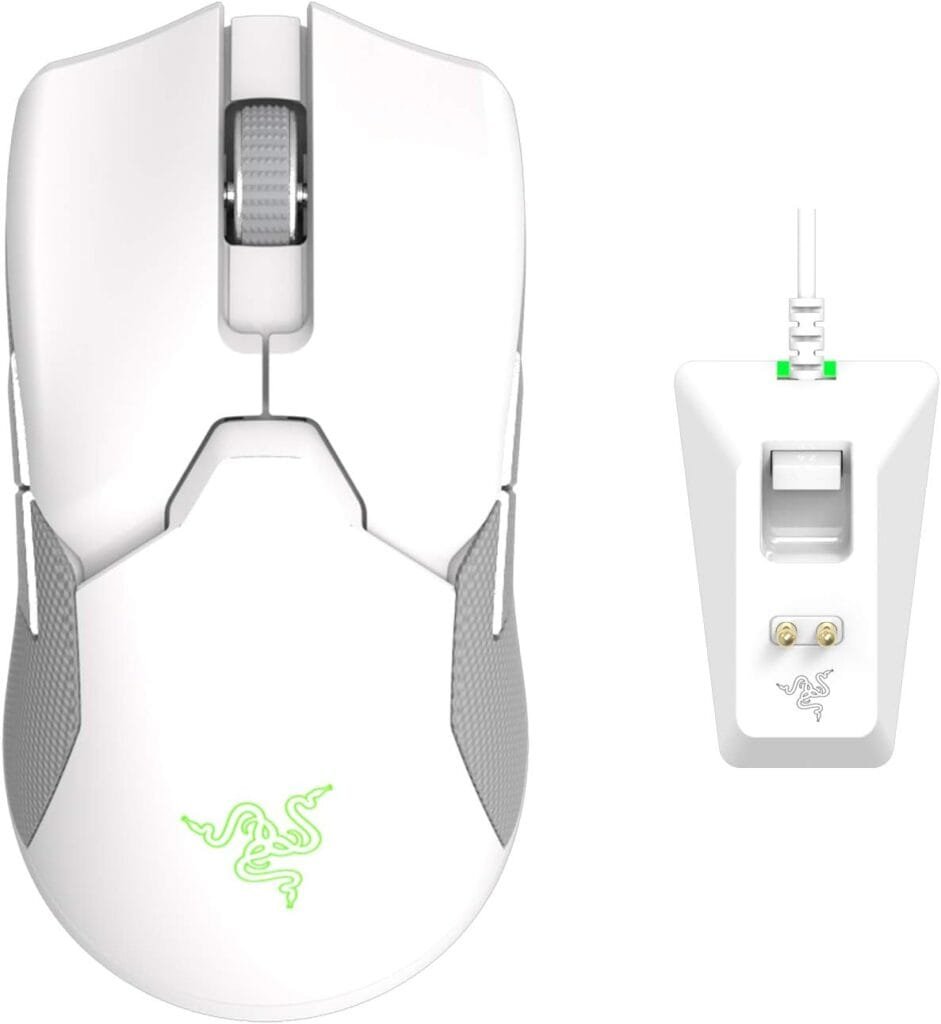 Razer Viper Ultimate Lightweight Wireless Gaming Mouse  RGB Charging Dock: Hyperspeed Wireless Technology - 20K DPI Optical Sensor - 74g Lightweight - 70 Hr Battery - Mercury White