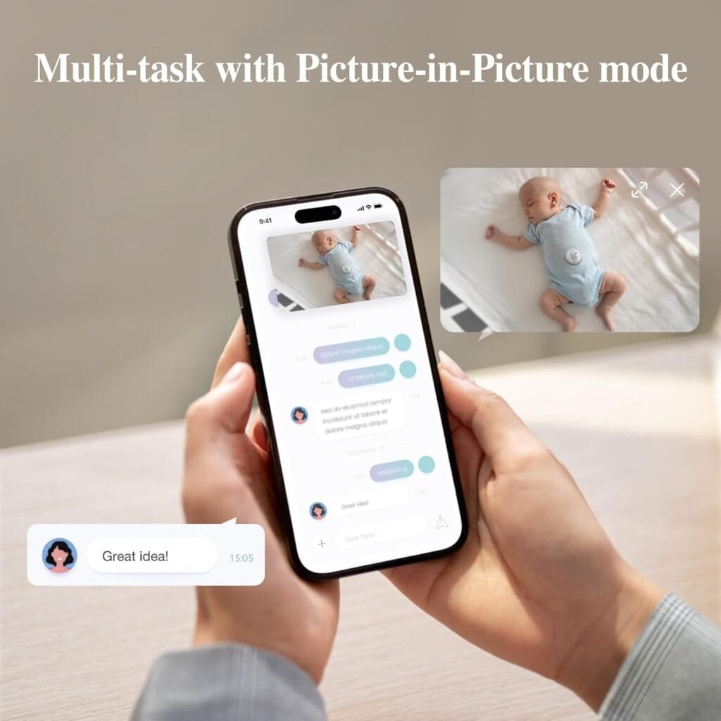 Sense-U AI Baby Camera Monitor with Sensor-Free Sleep Breathing Movement Detection, Smart Security Indoor Video Camera with Background Audio, Sound Detection, No Monthly Fee, for Peace of Mind