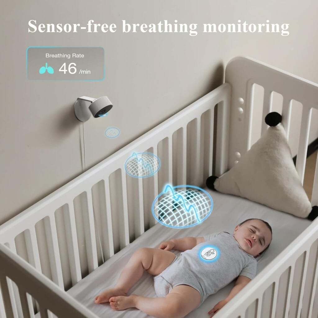 Sense-U AI Baby Camera Monitor with Sensor-Free Sleep Breathing Movement Detection, Smart Security Indoor Video Camera with Background Audio, Sound Detection, No Monthly Fee, for Peace of Mind