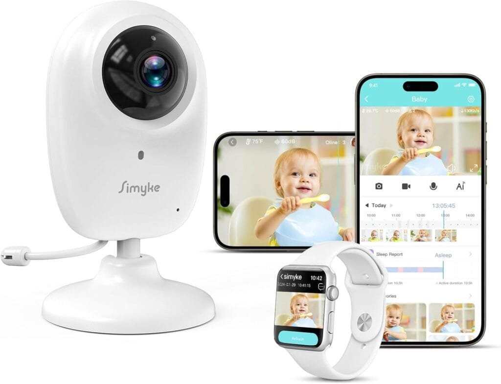 Smart Video Baby Monitor,1080P Baby Room Camera, APP Control,WiFi On/Off Switch,AI Detection, Cry Monitor and Lullabies, HD Night Vision, Two-Way Audio, Cloud  SD Card Storage