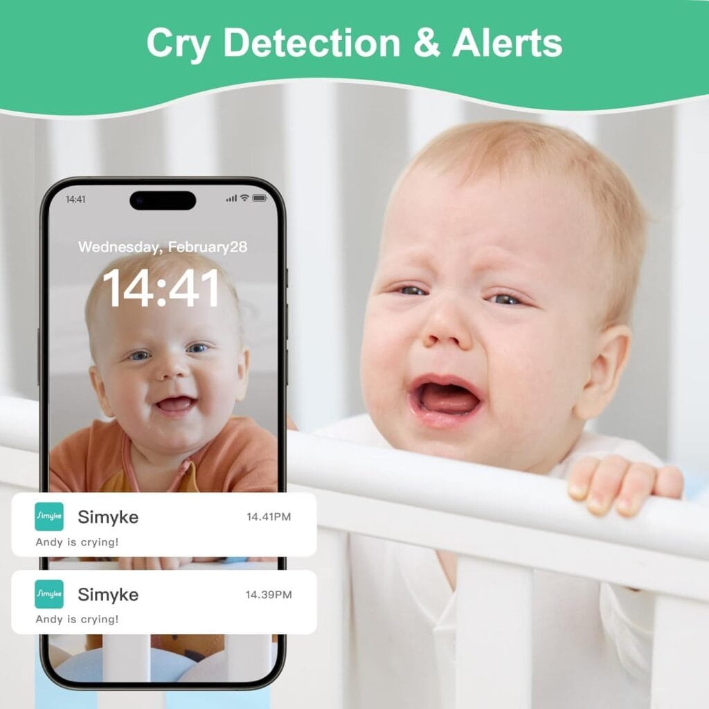 Smart Video Baby Monitor,1080P Baby Room Camera, APP Control,WiFi On/Off Switch,AI Detection, Cry Monitor and Lullabies, HD Night Vision, Two-Way Audio, Cloud  SD Card Storage