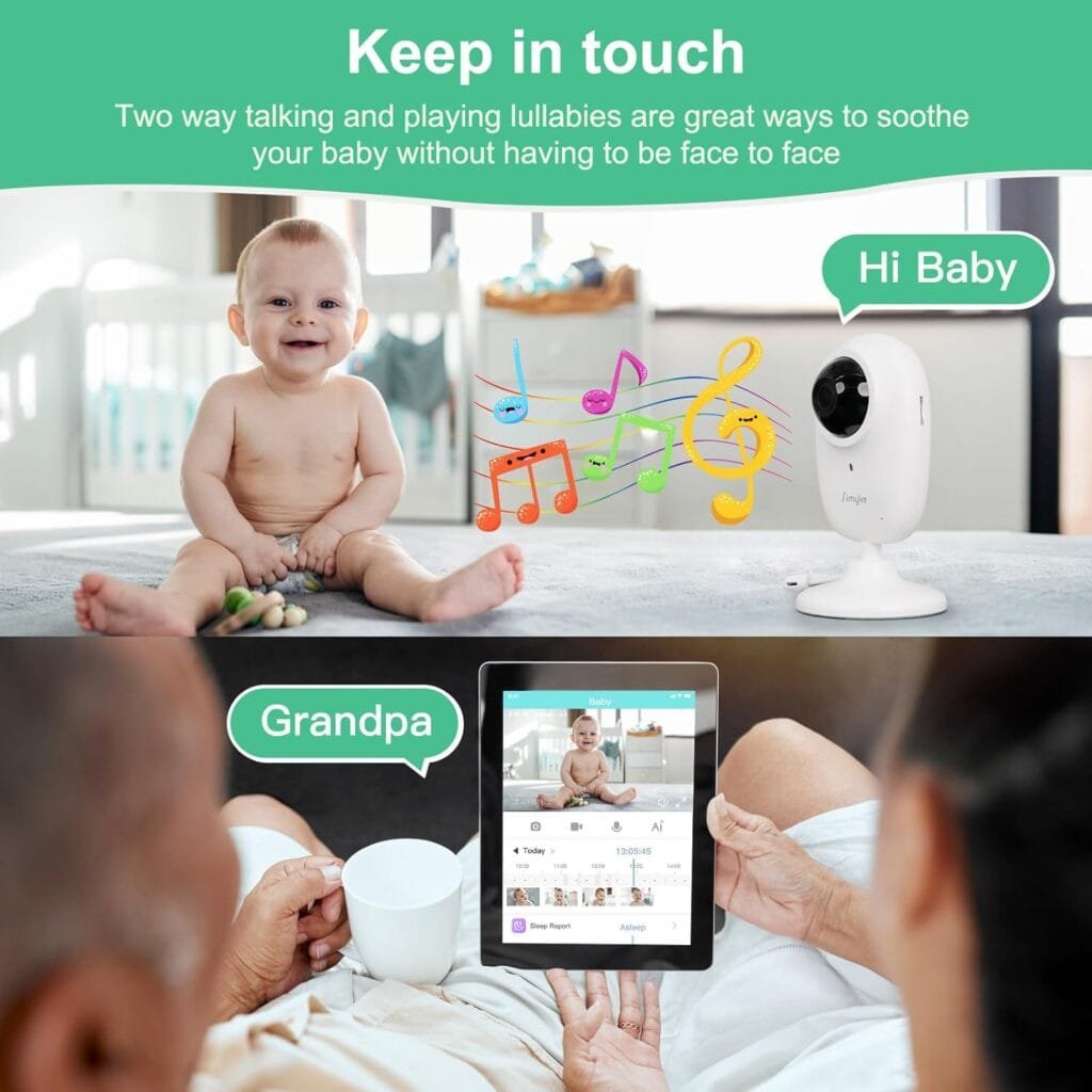 Smart Video Baby Monitor,1080P Baby Room Camera, APP Control,WiFi On/Off Switch,AI Detection, Cry Monitor and Lullabies, HD Night Vision, Two-Way Audio, Cloud  SD Card Storage