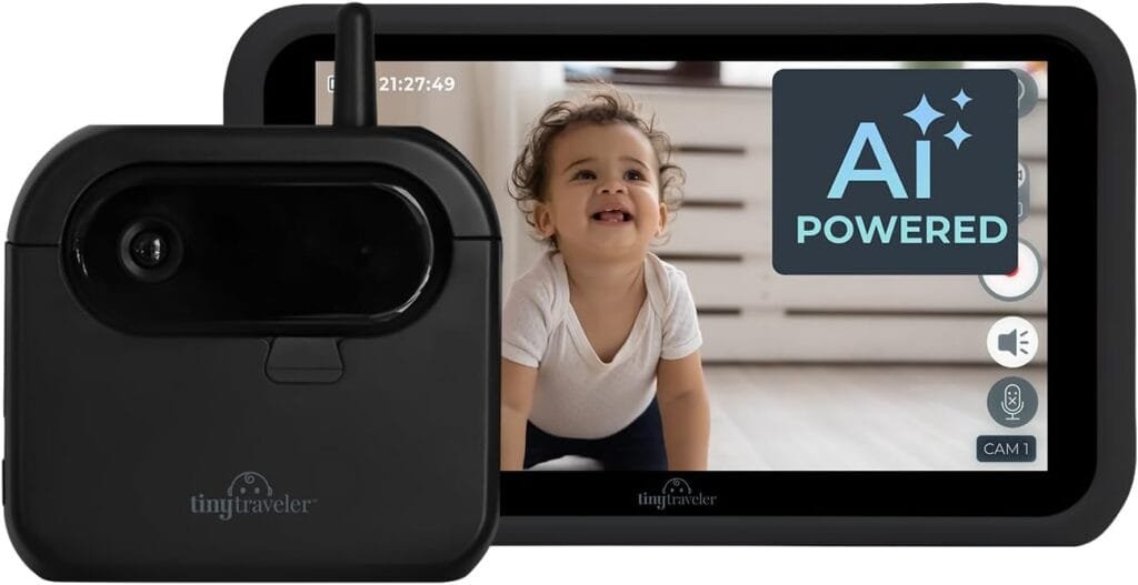 Tiny Traveler Ai Smart Wireless Baby Car Monitor - AI-Powered Safety Alerts: Cry/Laugh/Stand Detection, Virtual Fence, Long Range 1000ft Night Vision Lullabies Night Light