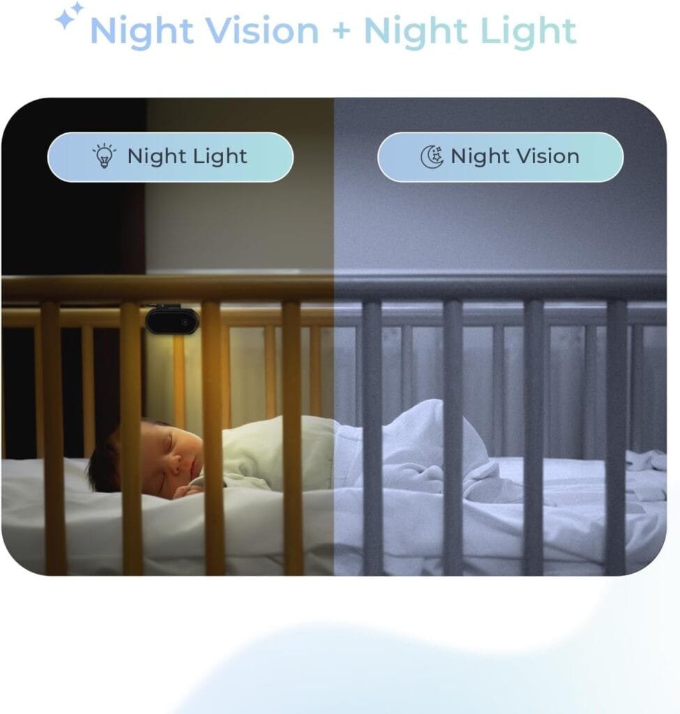 Tiny Traveler Ai Smart Wireless Baby Car Monitor - AI-Powered Safety Alerts: Cry/Laugh/Stand Detection, Virtual Fence, Long Range 1000ft Night Vision Lullabies Night Light