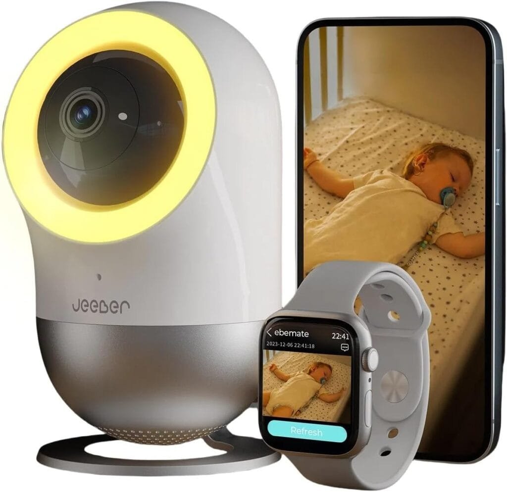 UHD 2.5K Smart Baby Monitor Video e Audio, 360° PTZ Telecamera Bambini con Monitor Controllo Video Con Ninne Nanne  Luce Notturna, Controllo Tramite APP Mobile, Varie Rilevazioni Intelligenti