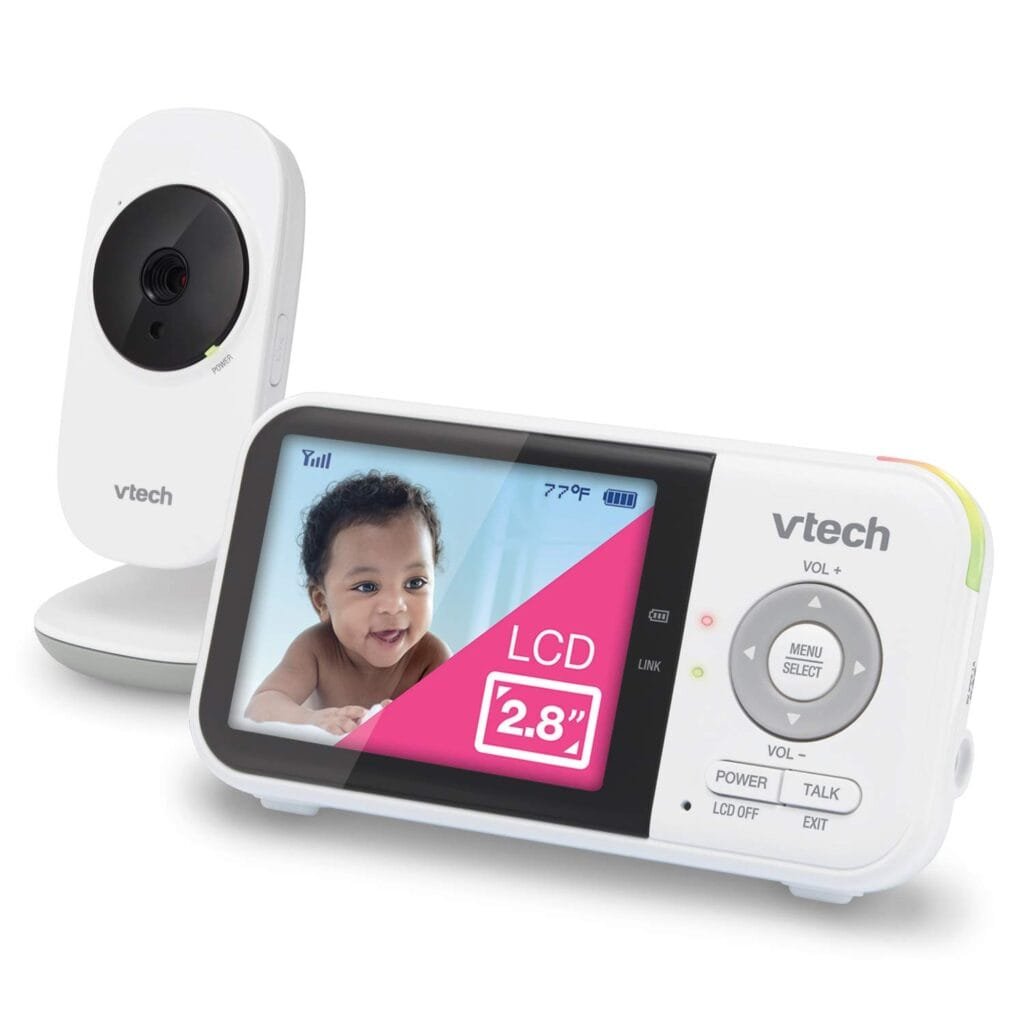 VTech VM819 Baby Monitor with Camera and Audio, 2.8” Screen Portable Baby Camera, Night Vision, 2-Way Audio, Temperature Sensor and Lullabies, Secure Transmission No WiFi, Ideal for Baby/Elderly/Pet