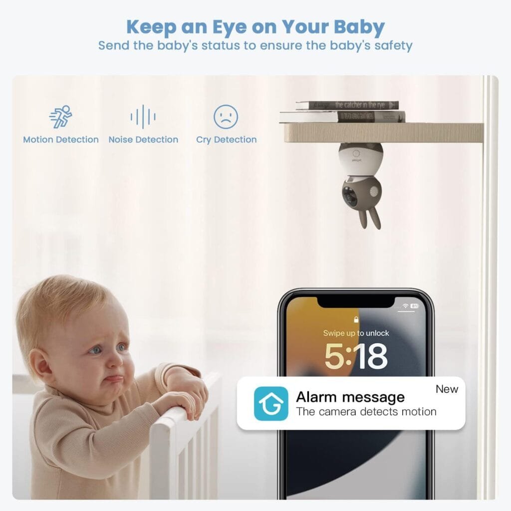 ieGeek 2K Split-Screen Baby Monitor, 5 Audio Baby Monitor with 2 Cameras, WiFi Smartphone Video Dual Camera, Night Vision, Motion  Cry Detection, Two Way Talk Temper Humidity Sensor