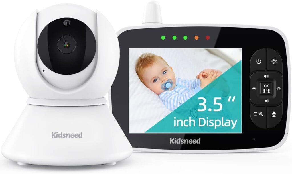 Kidsneed Video Baby Monitor with Camera and Audio, Remote Control Pan Tilt Zoom Camera, Two-Way Audio, Night Vision, VOX Mode，Temperature Monitoring, Lullabies, 960ft Long Range