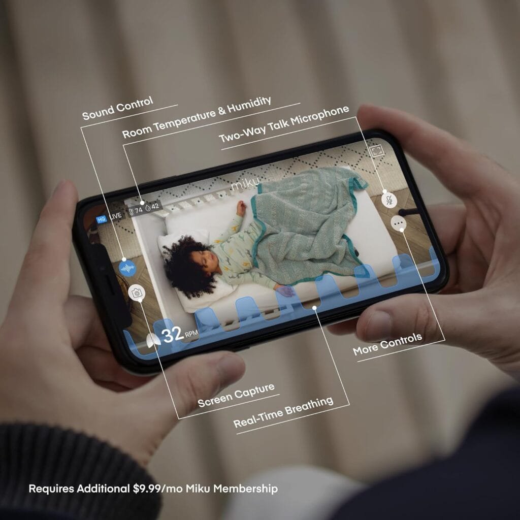 Miku Pro (Upgraded) Smart Baby Monitor Camera, Wall Mount  Floor Stand, Real Time Breathing  Sleep Tracking, Contact Free, Instant Alerts, Safe Sleep, Requires Additional Monthly Membership
