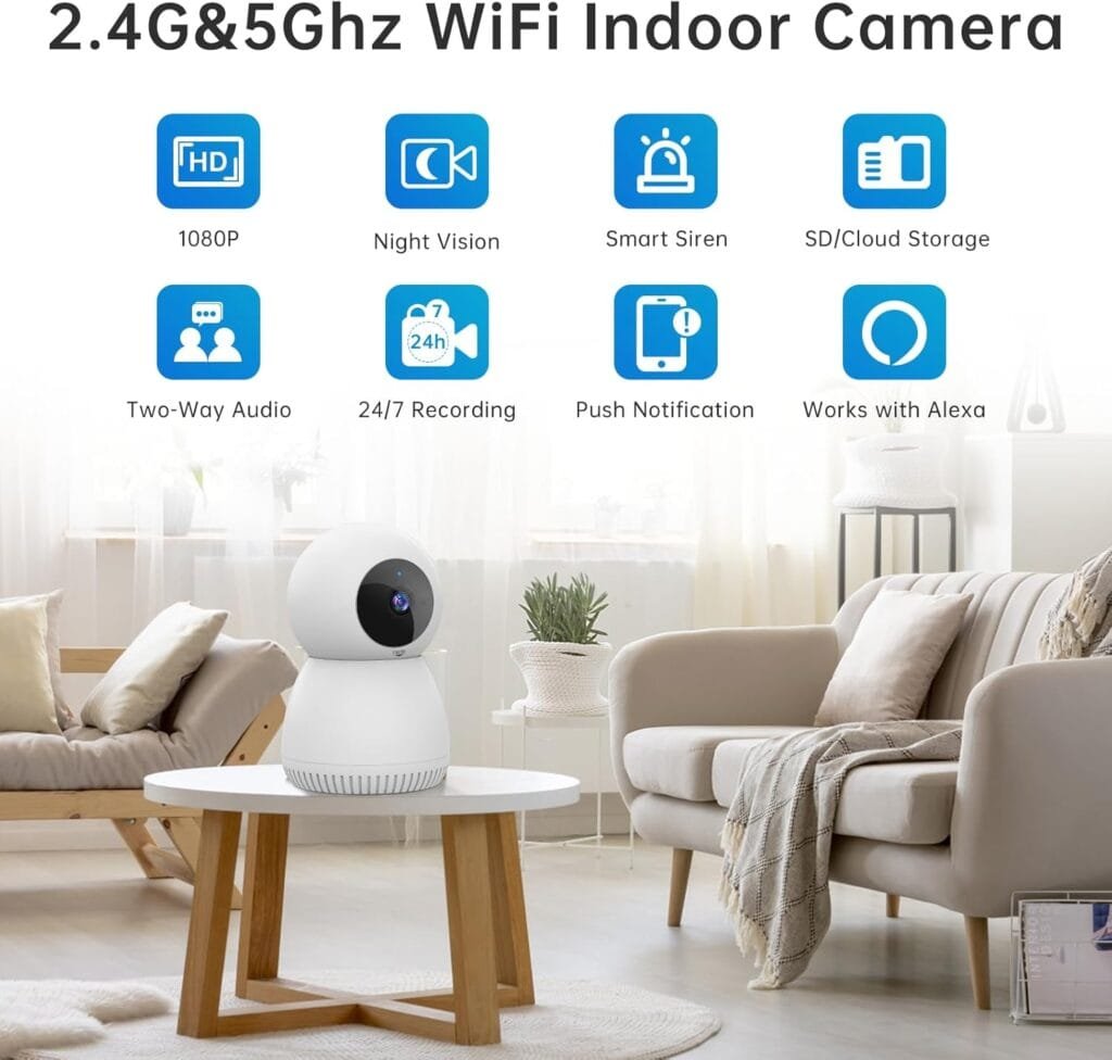 NoahTec Indoor Camera,1080P Pet Camera Baby Monitor, Cameras for Home Security Indoor with Al Motion Detection, 2-Way Talk, Night Vision, Siren, Compatible with Alexa