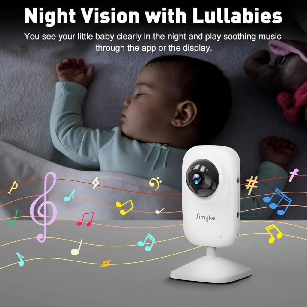 Upgrade Video Baby Monitor with 2 Cameras and Audio 2.8 Screen, Night Vision, APP, 2 Way Talk, 1200ft Long Range, Feeding Clock, Temperature Detection, Portable Wireless Baby Cam Home Use